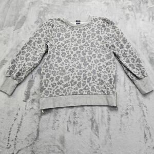 GAP Maternity Sweatshirt Size S Gray Animal Print Leopard Side Zippers Crew Neck
